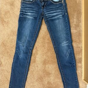 Wallflower Blue Skinny Jeans with Stretch and Vintage Wash